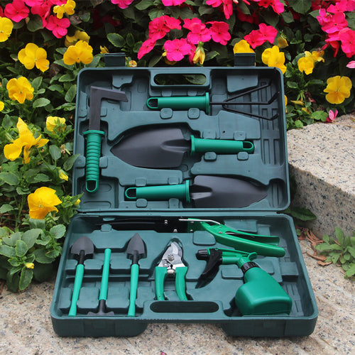 10-tlg. Gartenwerkzeug Set im Koffer – Profi Gartenset mit Schere, Schaufeln & Sprühflasche – Geschenk für Hobbygärtner