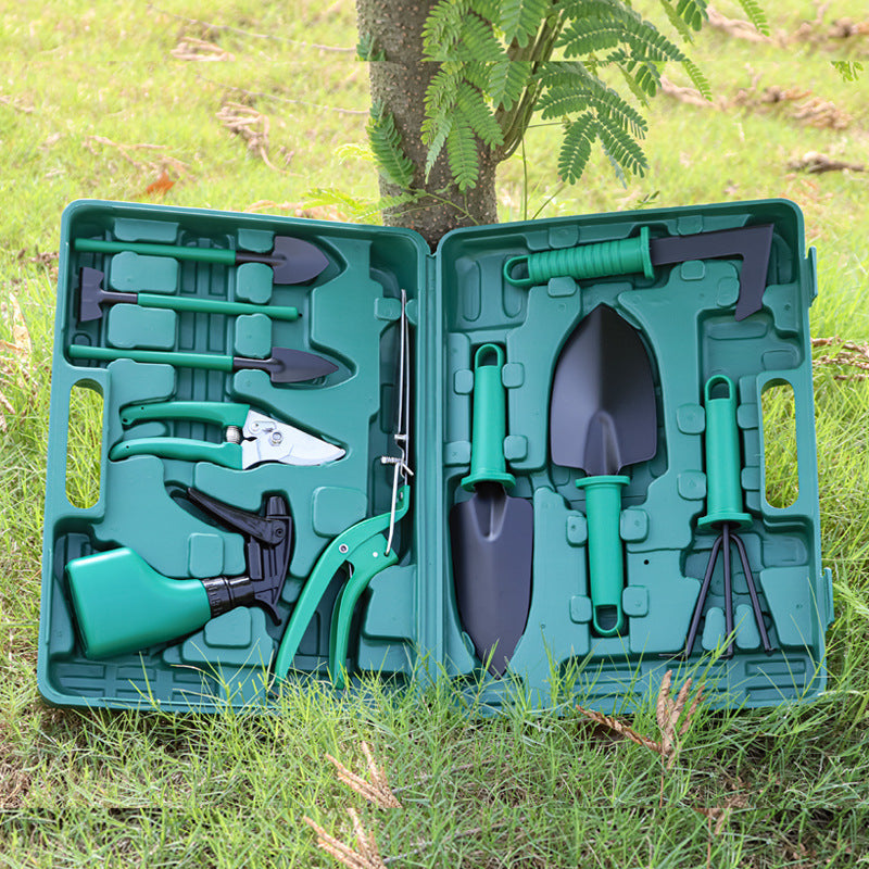 10-tlg. Gartenwerkzeug Set im Koffer – Profi Gartenset mit Schere, Schaufeln & Sprühflasche – Geschenk für Hobbygärtner