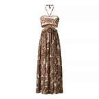 Braunes Boho-Maxikleid: Neckholder-Design & Seitliche Cut-Outs S-L