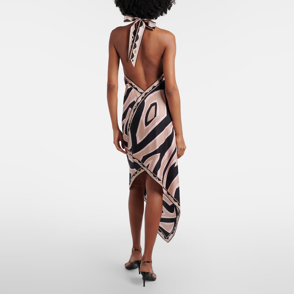 Pinkes Neckholder-Kleid: Zebramuster & asymmetrischer Boho-Style S-2XL