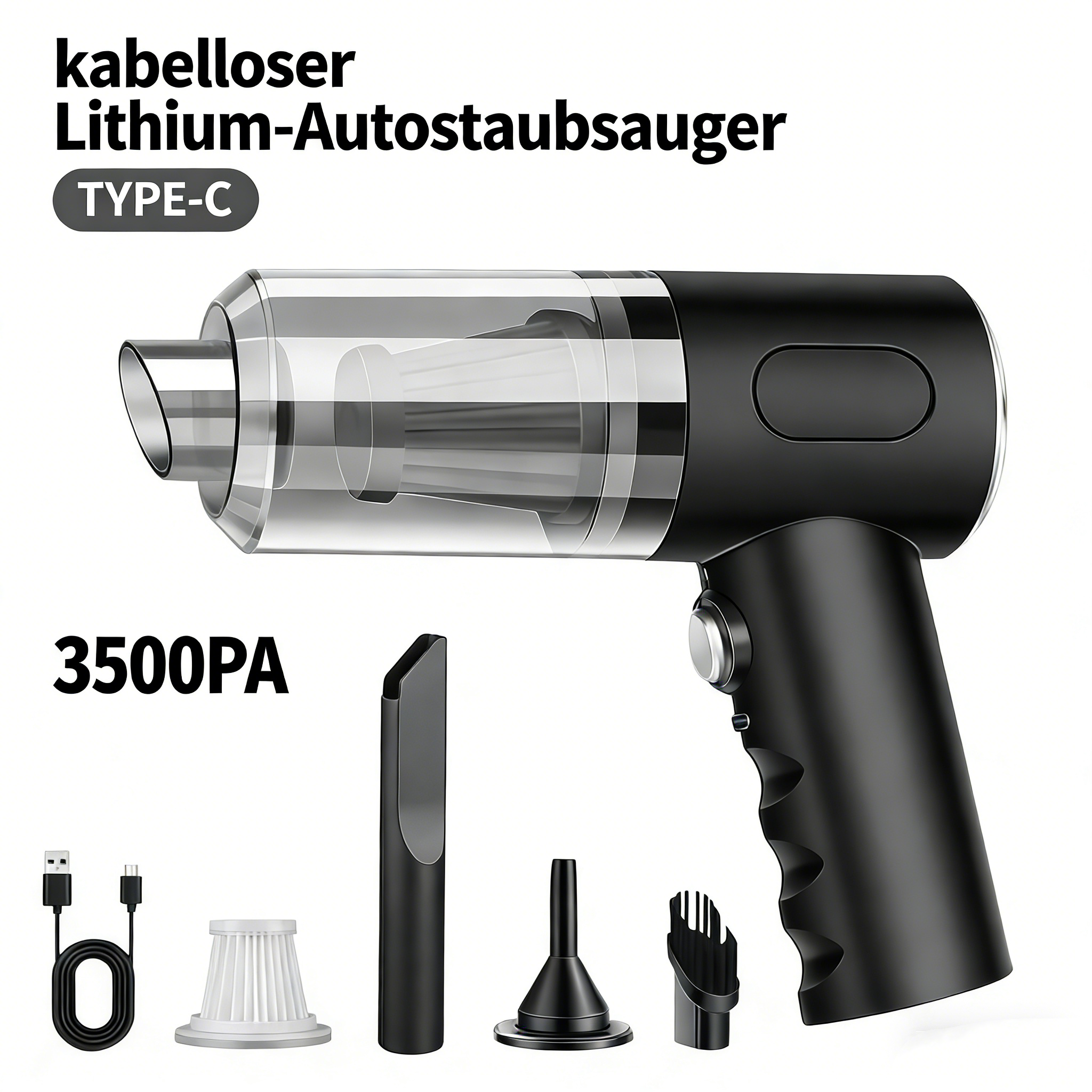 2-in-1 Akku Handsauger – Saugen & Blasen – Leistungsstarker Mini Staubsauger für Auto, Tastatur & Zuhause – Kabellos