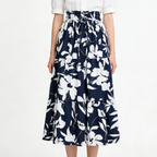 A-Linien Rock Damen mit Botanischem Print - Sommerlicher Plissee-Midirock, Luftig