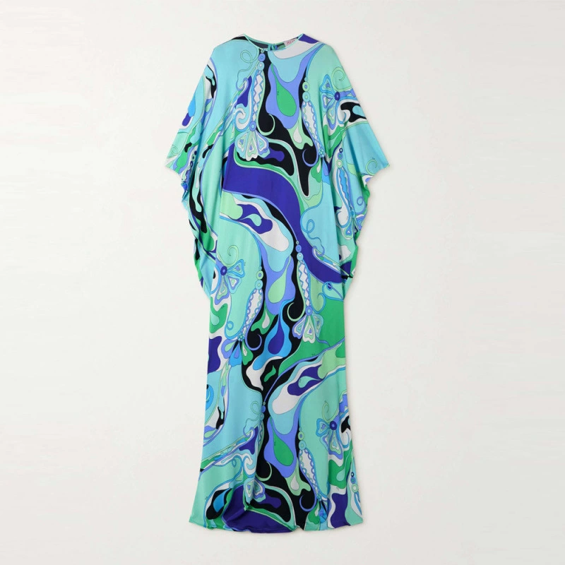 Grünes Neckholder-Kleid: Rückenfrei & bunter Blumendruck für den Sommer S-2XL