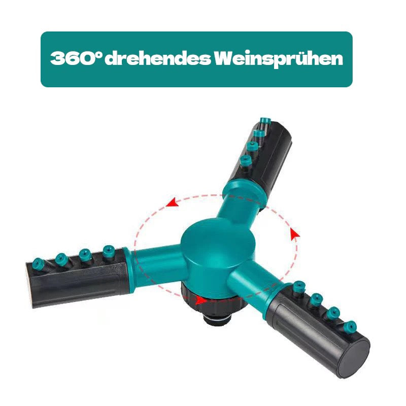 360° drehbarer Gartensprinkler – Automatische Bewässerung für Gemüsebeete, Rasen & Gartenflächen