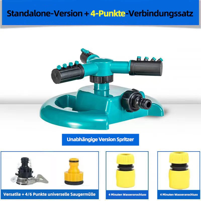 360° drehbarer Gartensprinkler – Automatische Bewässerung für Gemüsebeete, Rasen & Gartenflächen