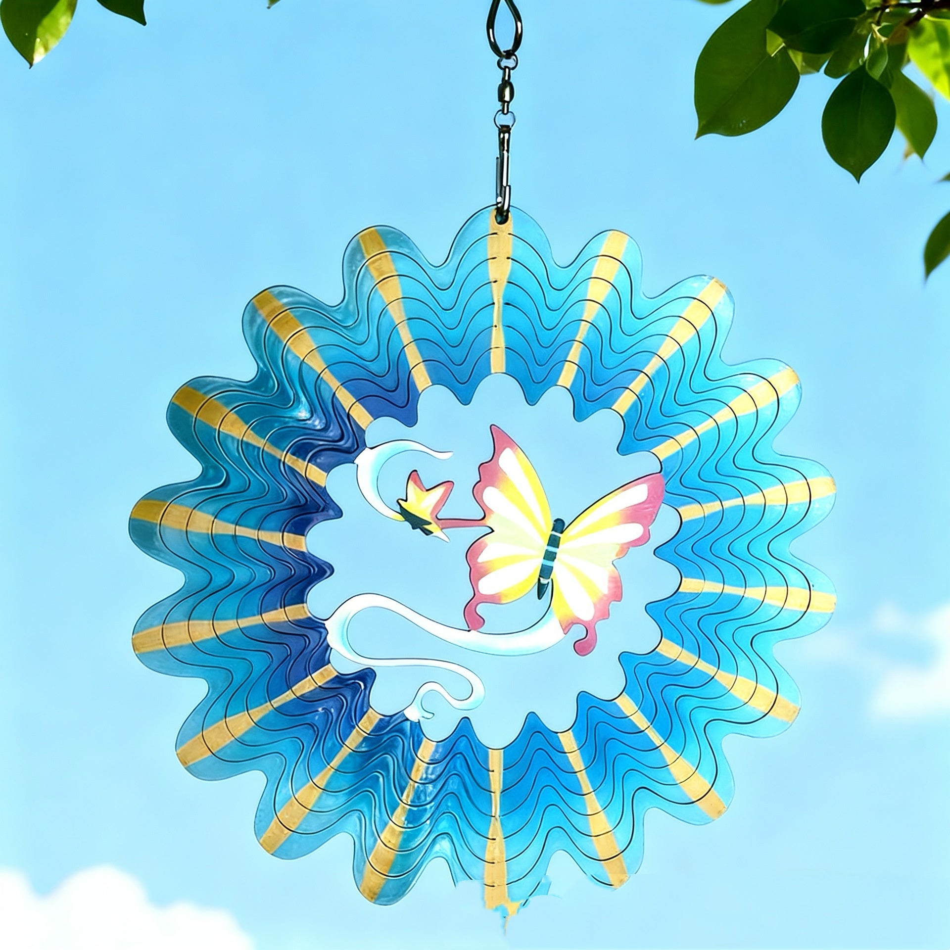 3D Windspiel Mandala aus Edelstahl – Kinetischer Windspinner für Garten & Balkon – Reflektierendes Metalldesign – Wetterfest