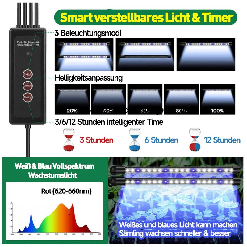 40er-Set Anzuchtbox mit LED Pflanzenlampe – Mini Gewächshaus & Pflanzenwachstumslicht für Kräuter & Samen