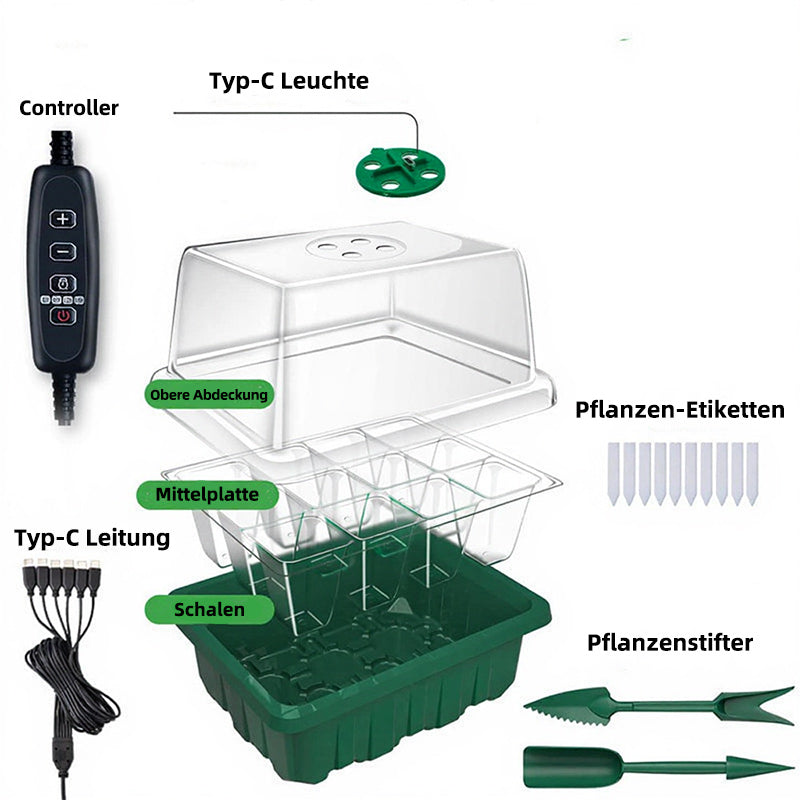 Anzuchtbox mit Licht und Belüftungsventil – kleine Pflanzschale für Zimmerpflanzen & Samen