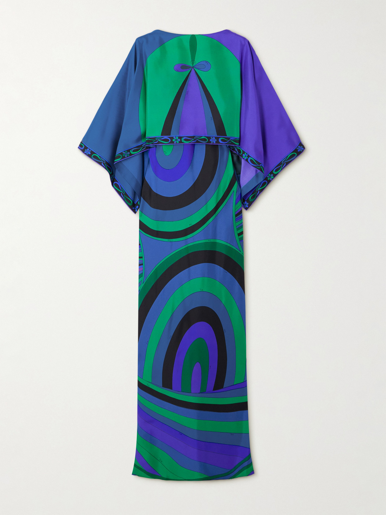 Blaues Set: Elegantes Maxikleid mit Cape & abstraktem Print S-XL