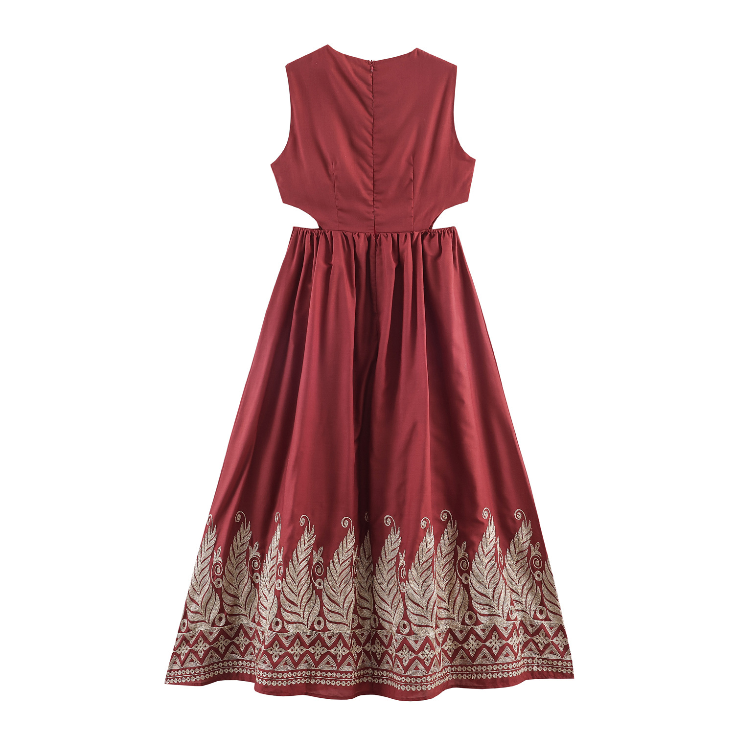 Rotes Boho-Maxikleid: Stickerei, Cut-outs & Weite A-Linie für Urlaub S-XL