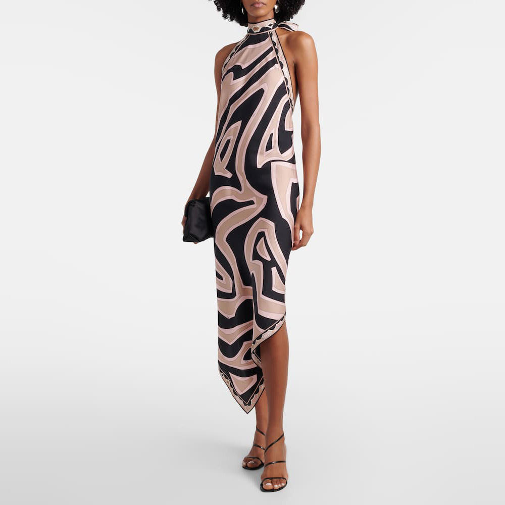 Pinkes Neckholder-Kleid: Zebramuster & asymmetrischer Boho-Style S-2XL