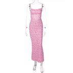 Damen Sommerkleid Rosa Floral: Rückenfrei, Spaghetti-Träger & Slim Fit S-L