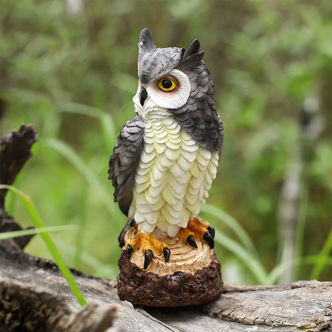Harz Eulenstatue für den Garten – Naturgetreue Wildtier Dekoration