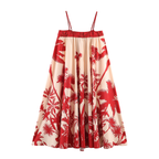 Rotes Maxikleid: Palmen-Print, Weite A-Linie & Spaghettiträger-Look S-XL
