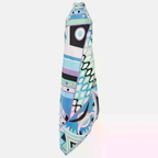 Türkises Neckholder-Kleid: Grafik-Print & asymmetrischer Maxischnitt S-2XL
