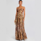 Braunes Boho-Maxikleid: Neckholder-Design & Seitliche Cut-Outs S-L