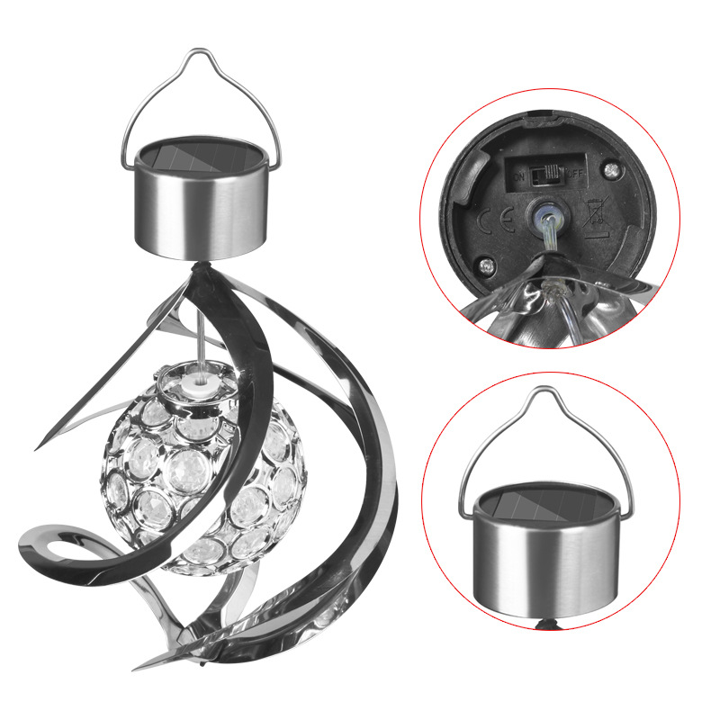 Handgefertigte Solar-Gartenleuchte – Drehendes magisches Windspiel