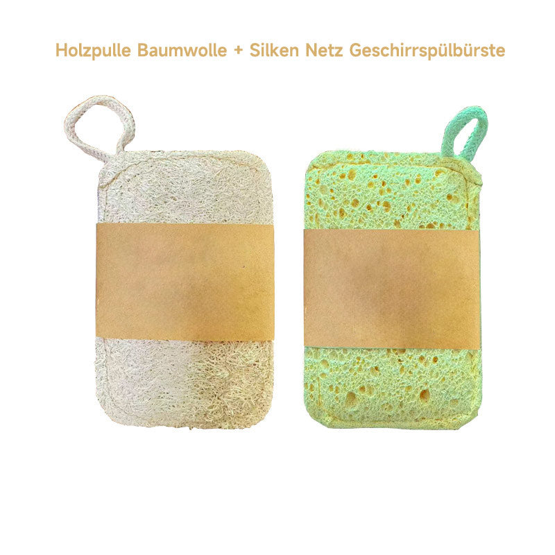 Holzzellstoff Luffa Spülschwamm – Natürlicher, Verdickter Küchenschwamm zum Fettlösen, Umweltfreundlich & Ohne Chemie, Nachhaltiger Reinigungsschwamm