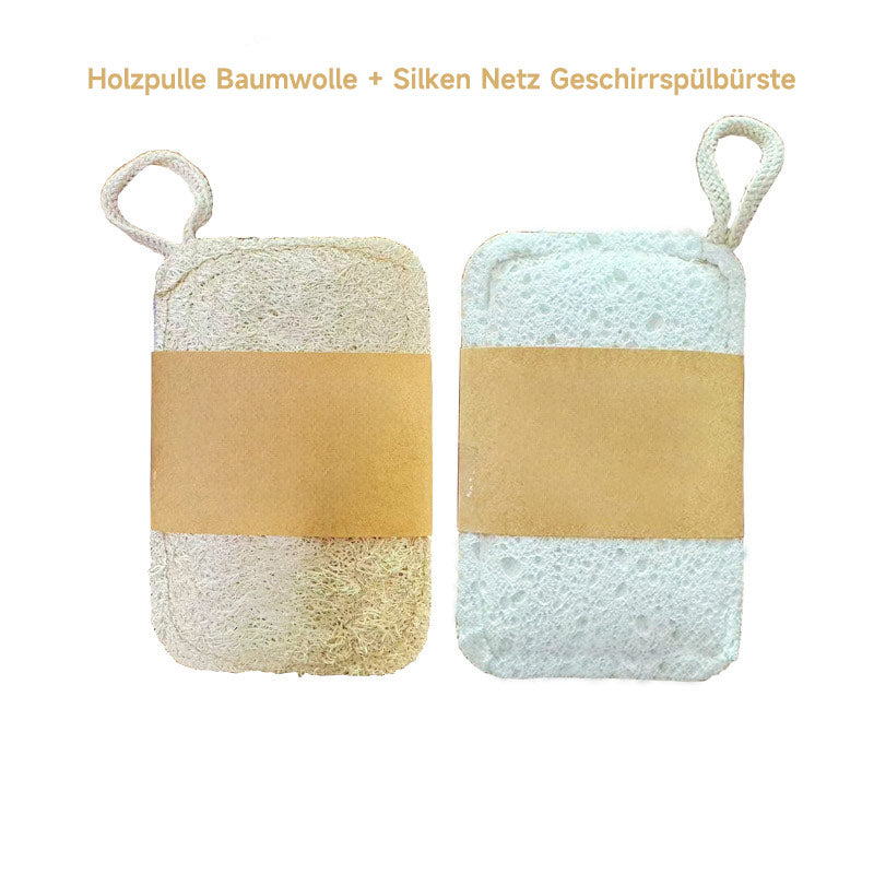 Holzzellstoff Luffa Spülschwamm – Natürlicher, Verdickter Küchenschwamm zum Fettlösen, Umweltfreundlich & Ohne Chemie, Nachhaltiger Reinigungsschwamm