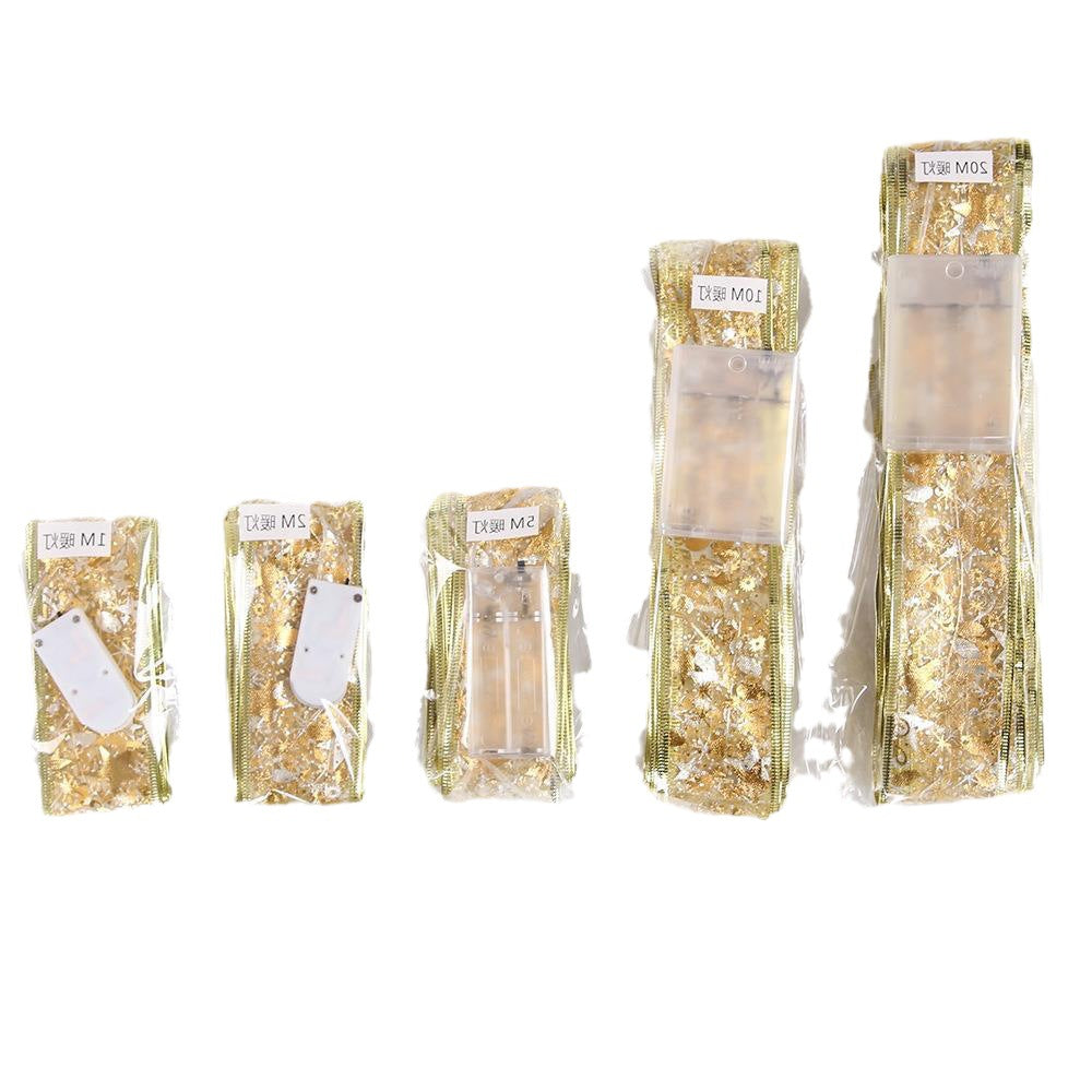 LED Lichterkette mit Satinband – Weihnachtsbeleuchtung auf Kupferdraht