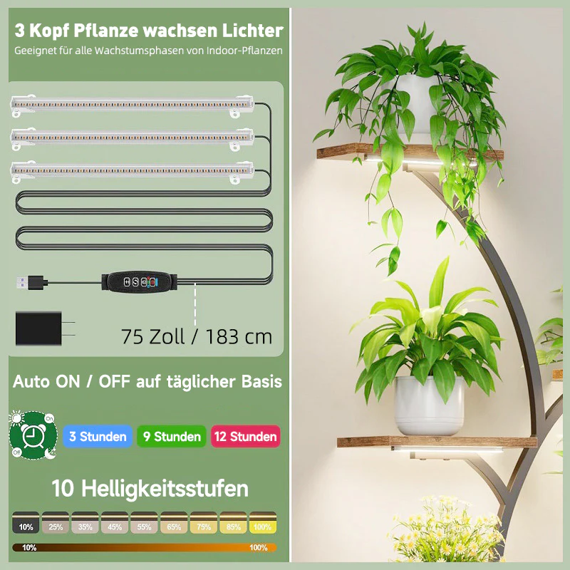 LED Pflanzenlampe Streifen – Vollspektrum Pflanzenlicht mit 4-stufiger Dimmfunktion für Blumen & Kräuter