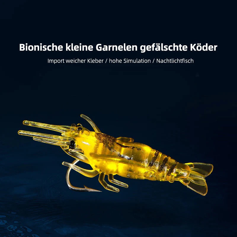 Leuchtende 4cm Garnelen Softbait mit Haken – Realistischer Weichköder für Meer- & Süßwasserangeln, Barsch & Zander