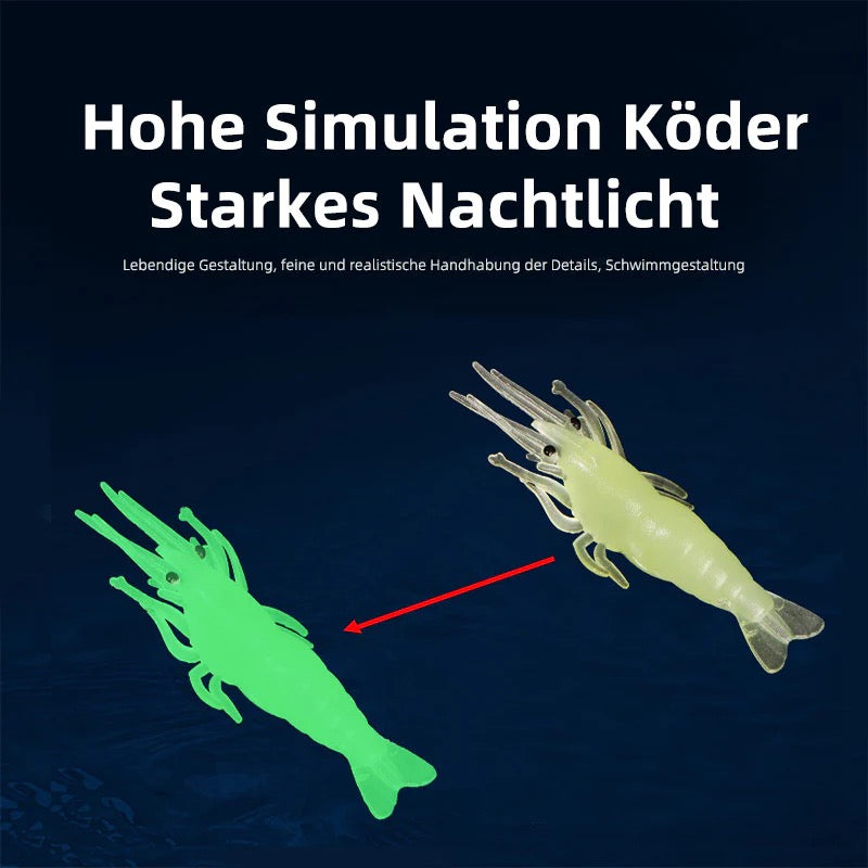 Leuchtende 4cm Garnelen Softbait mit Haken – Realistischer Weichköder für Meer- & Süßwasserangeln, Barsch & Zander