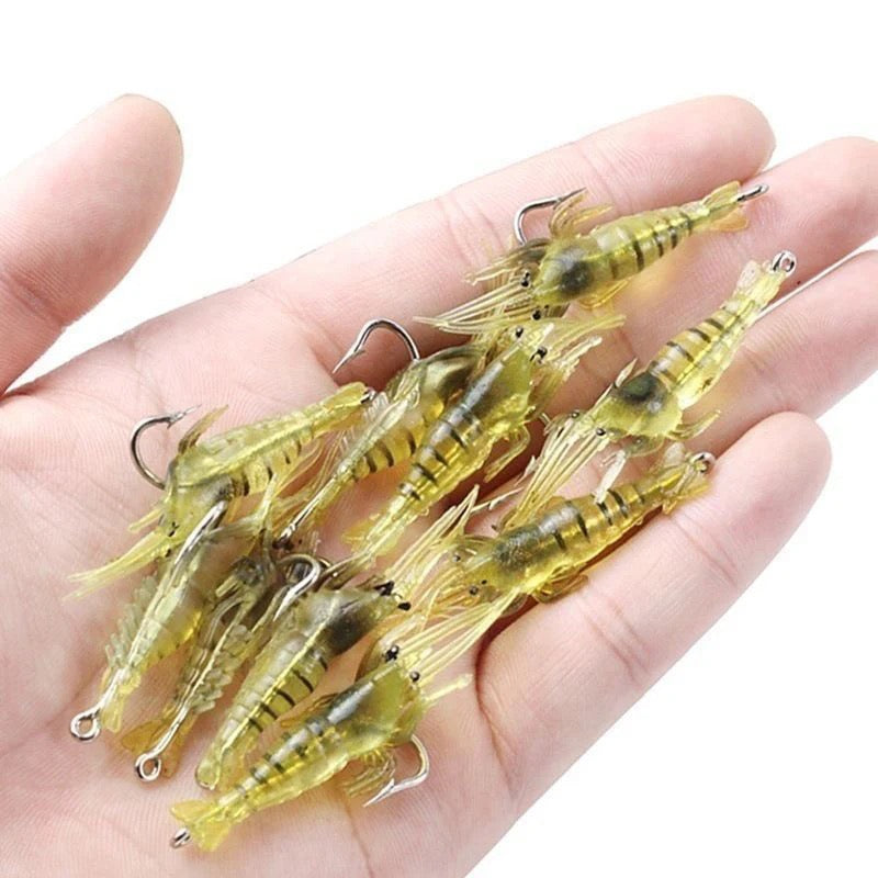 Leuchtende 4cm Garnelen Softbait mit Haken – Realistischer Weichköder für Meer- & Süßwasserangeln, Barsch & Zander