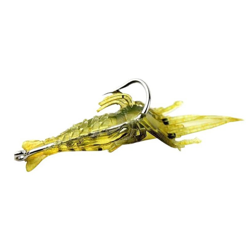 Leuchtende 4cm Garnelen Softbait mit Haken – Realistischer Weichköder für Meer- & Süßwasserangeln, Barsch & Zander