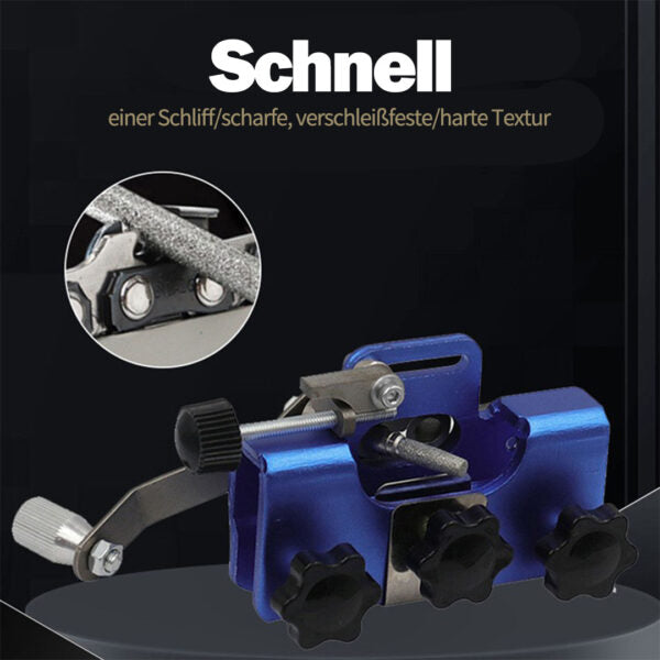 Handgeführtes Kettenschärfwerkzeug mit Kettenhalter für Motorsägen