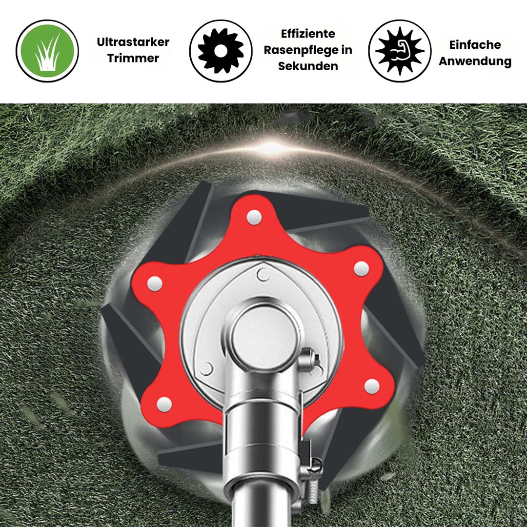 Rasentrimmer mit 6-Blatt-Messer für präzises Schneiden