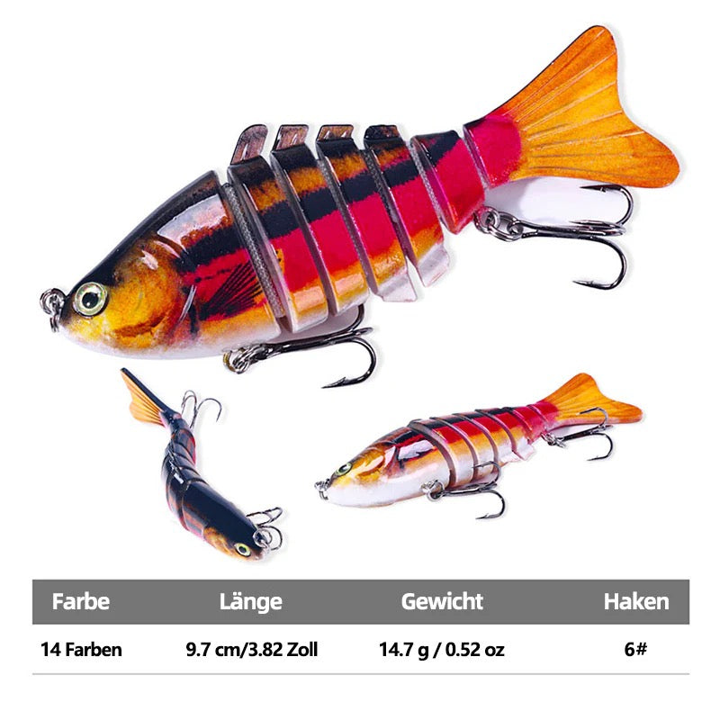 Realistischer 7-Segment Kunstköder 10cm – Schwimmender Minnow Hardbait für Hecht, Barsch & Angler