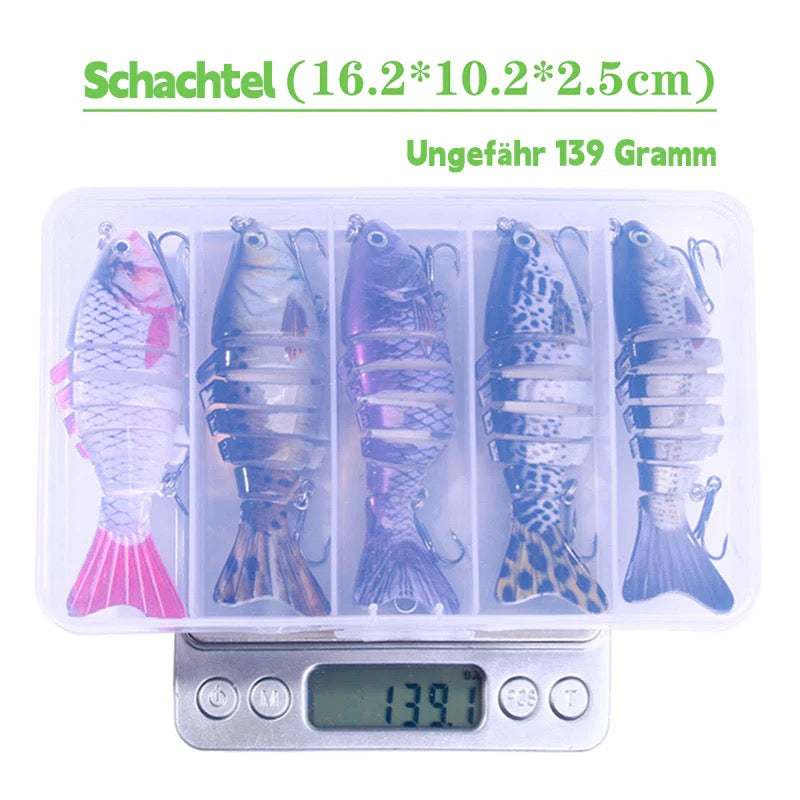 Realistischer 7-Segment Kunstköder 10cm – Schwimmender Minnow Hardbait für Hecht, Barsch & Angler