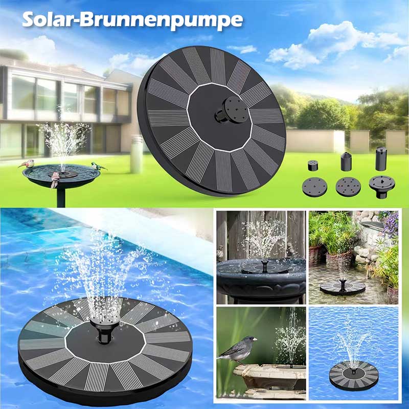 Solarbetriebener Vogelbrunnen mit LED-Beleuchtung