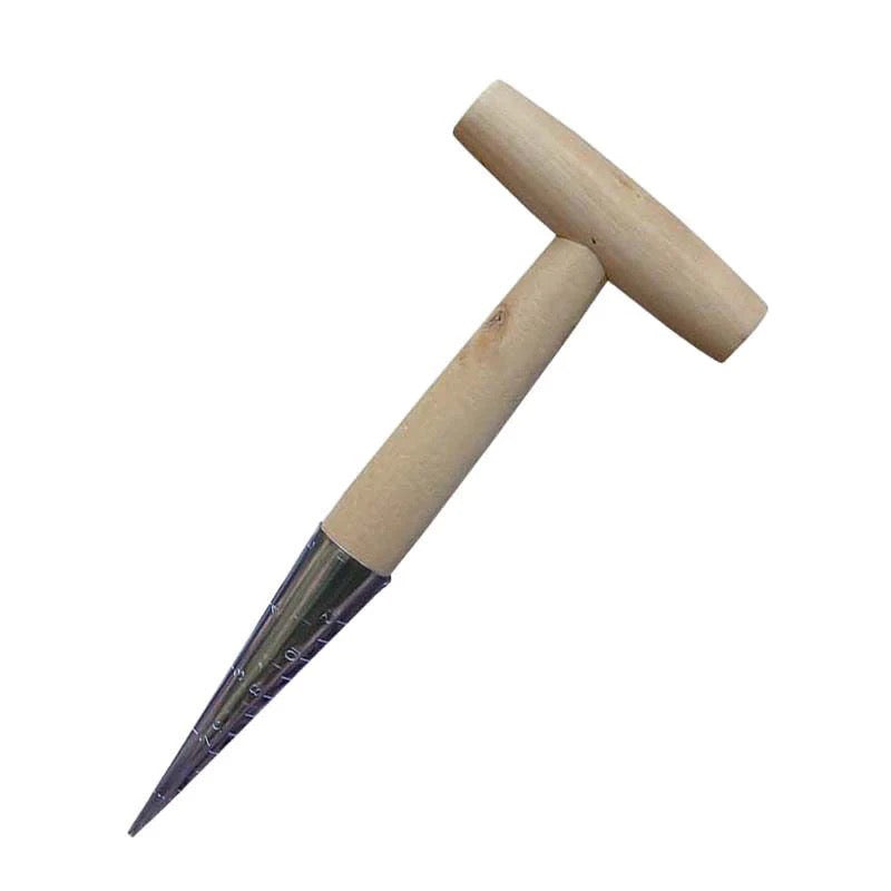 T-förmiger Pflanzbohrer mit Holzgriff – Gartenwerkzeug zum Einsetzen von Samen und Setzlingen