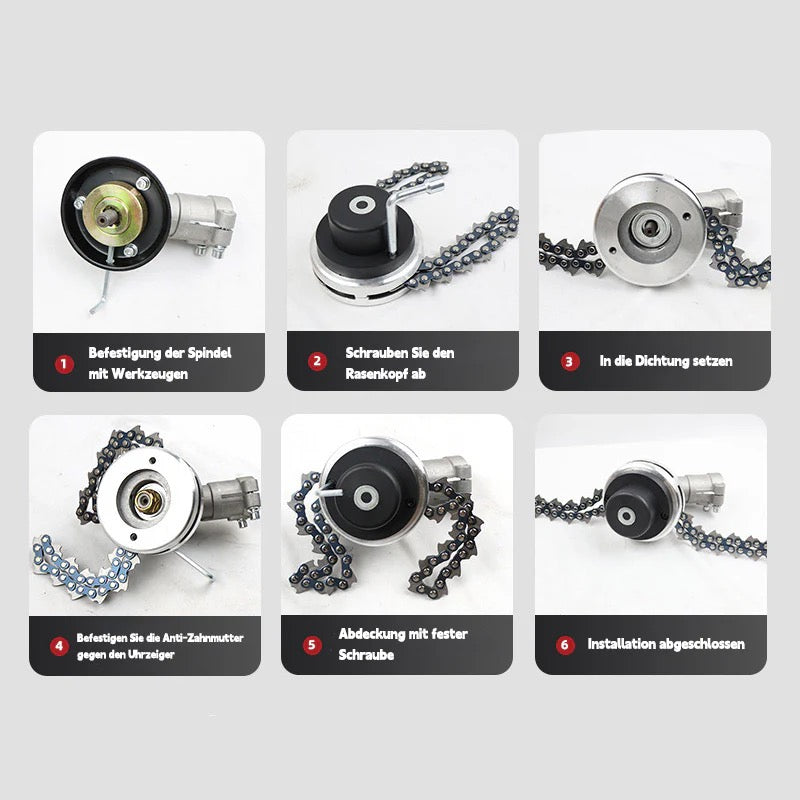 Universal Freischneider Schneidkopf mit Kette – Robuster Trimmeraufsatz für Rasentrimmer und Motorsense