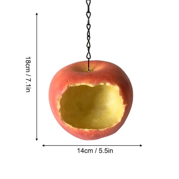 Garten-Vogelfutterstation in dekorativer Apfelform aus Harz