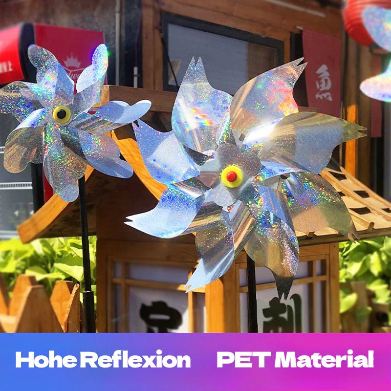 Vogelscheuche Windrad – Reflektierendes Vogelabwehrgerät mit Dreh- und Lichteffekt