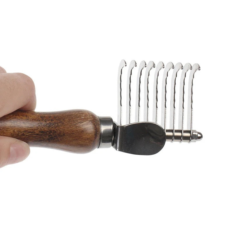 Walnussholz Entfilzungskamm für Hunde – Fellkamm zum Lösen von Knoten und Pflege des Fells